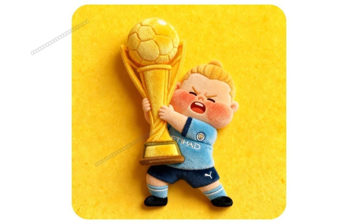 Cute chibi plush soccer mascot holding a trophy with a ball, 3D PNG clipart design bundle