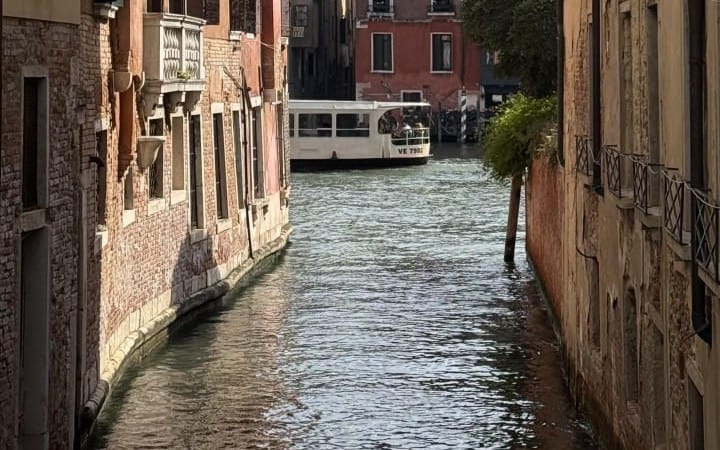 Venetian canal street view with gondola, part of a mixed food lifestyle fashion photography collection product
