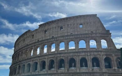 Colosseum exterior under blue sky, mixed photography collection for food lifestyle fashion digital images