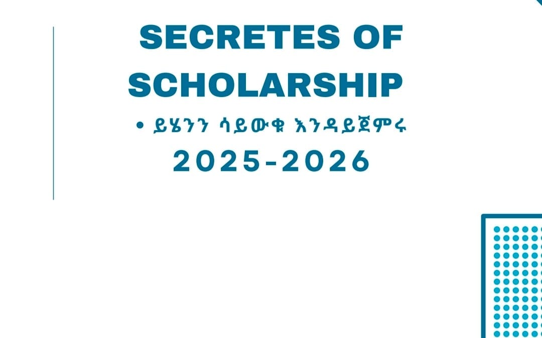 Scholarship guide cover with large text Secrets of Scholarship and 2025–2026 date range